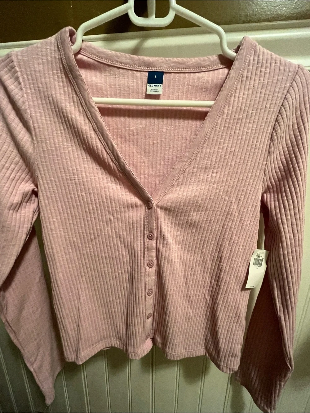 Old Navy Pink Ribbed Button Cardigan - Picture 1 of 6